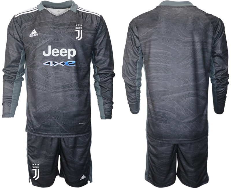 Men 2021-2022 Club Juventus black Goalkeeper Long Sleeve blank Adidas Soccer Jersey->juventus jersey->Soccer Club Jersey